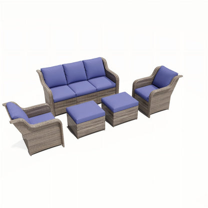 Ainfox 7 Pieces Patio Furniture Sofa Set Blue