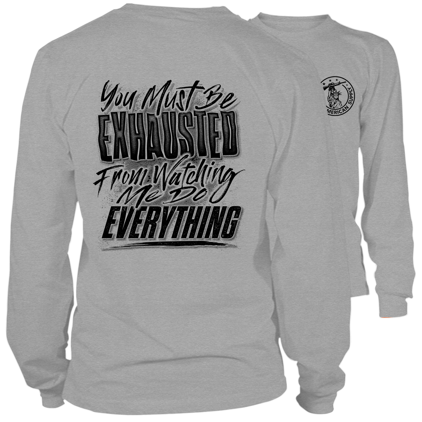 Exhausted - Long Sleeve Hi-Vis T-Shirt