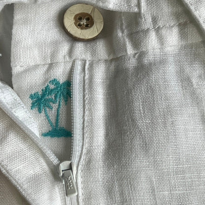 TOMMY BAHAMA Women's Palmbray Tapered Linen Pant White Size XL (New)