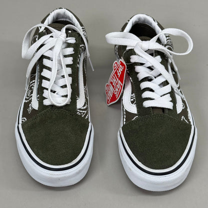 VANS Peace Paisley Old Skool Sneaker Women's Sz 5.5 Men's 4.0 Olive Green KRFB0F