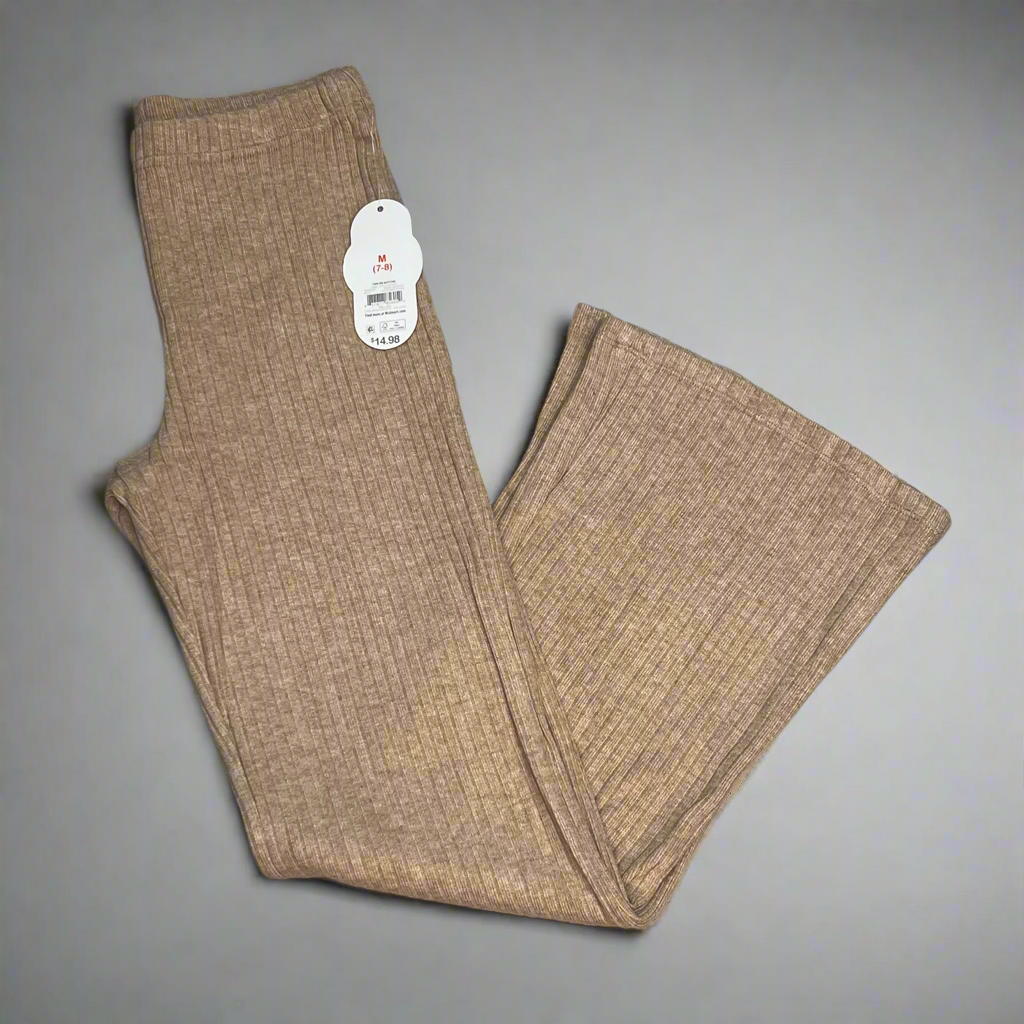 ZA@ WONDER NATION Twin Rib Bottoms Women's/Girl's Sz S (6-6X) Dark Latte Heather