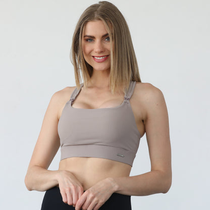 Chloé 4 Running Nursing & Pumping Sports Bra (Ribbed Chai)