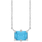 14K White Natural Swiss Blue Topaz 18" Necklace