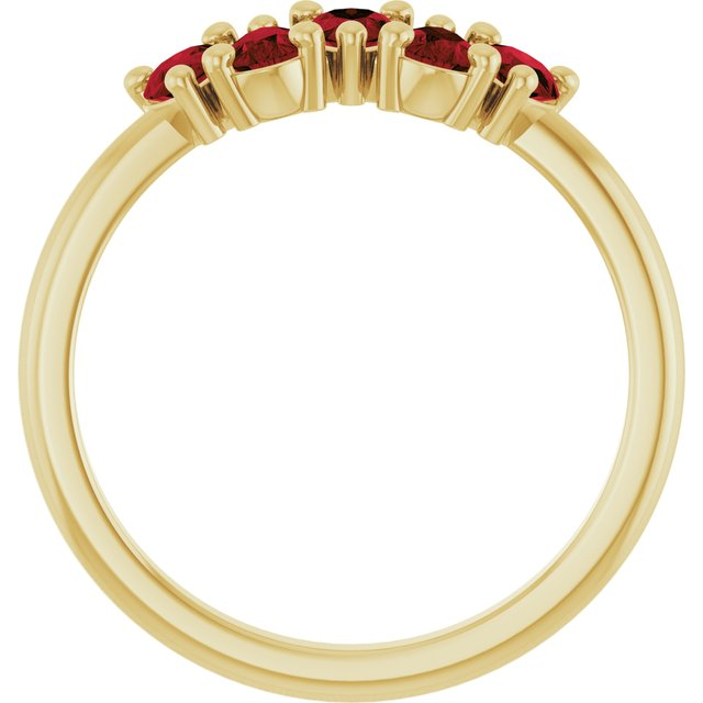14K Yellow Natural Mozambique Garnet Five-Stone Ring