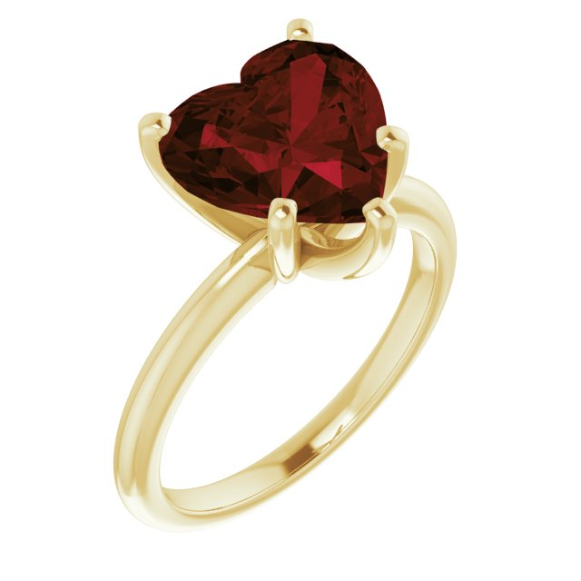 14K Yellow 10x10 mm Heart Solitaire Engagement Ring