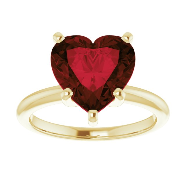 14K Yellow 10x10 mm Heart Solitaire Engagement Ring