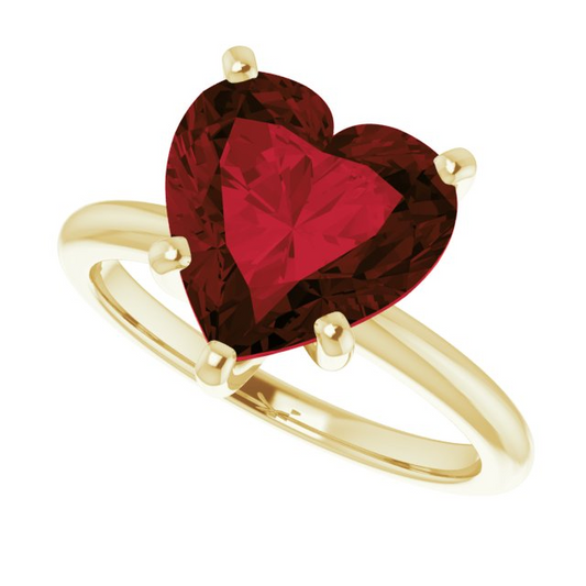 14K Yellow 10x10 mm Heart Solitaire Engagement Ring