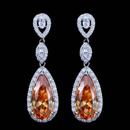 Amy - Silver Cubic Zirconia Bridal Earrings - More Colors Available