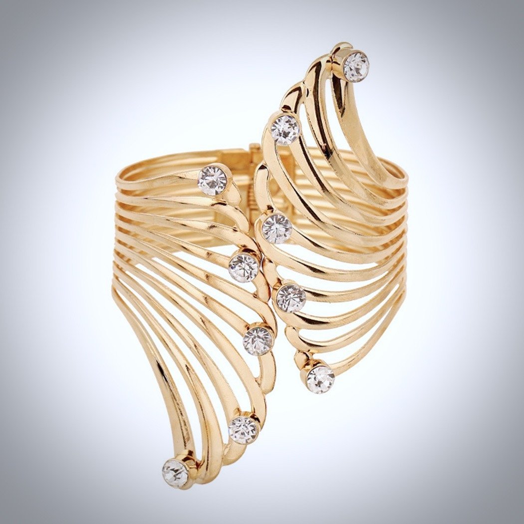 "Hollywood" - Cubic Zirconia Gold Cuff Bracelet