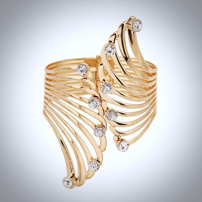 "Hollywood" - Cubic Zirconia Gold Cuff Bracelet