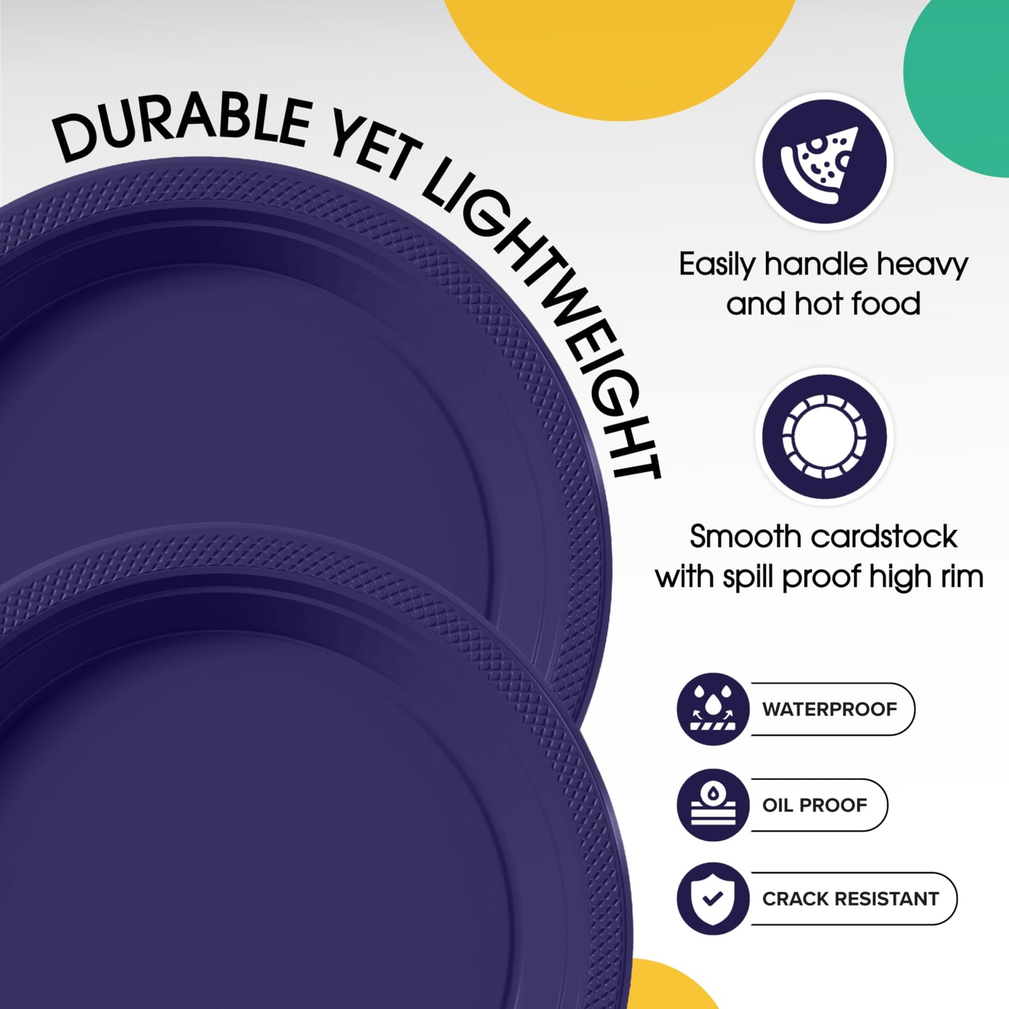 10 In. Navy Plastic Plates | 50 Count