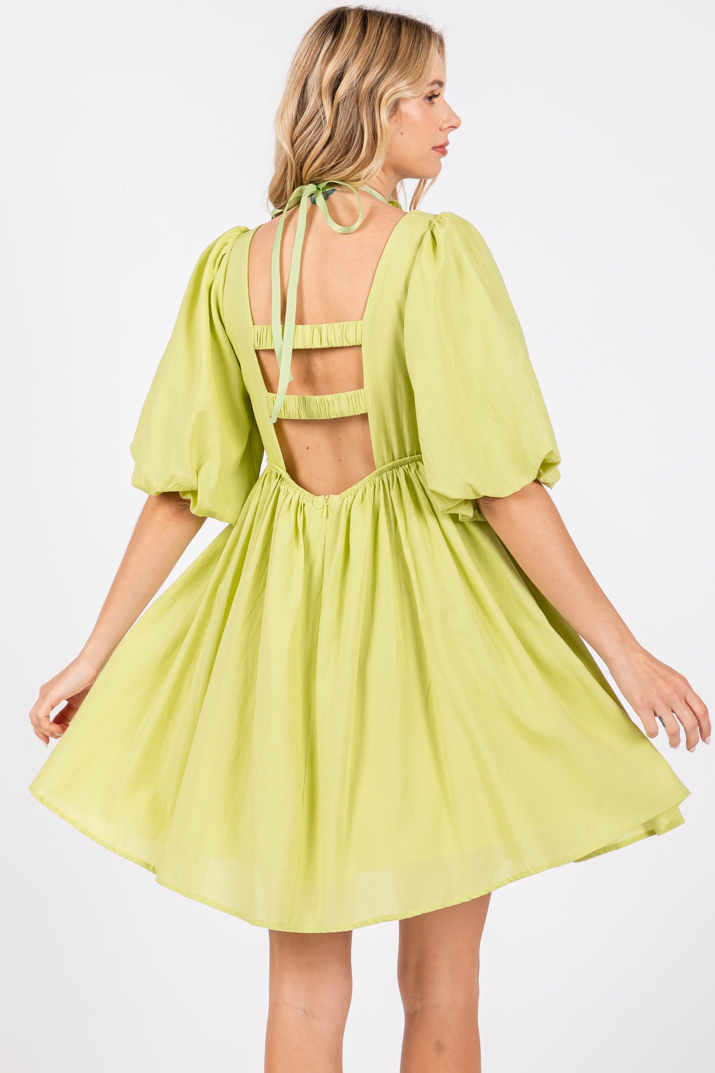 Lime Babydoll Mini Dress