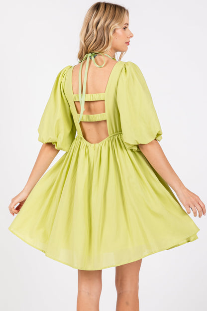Lime Babydoll Mini Dress