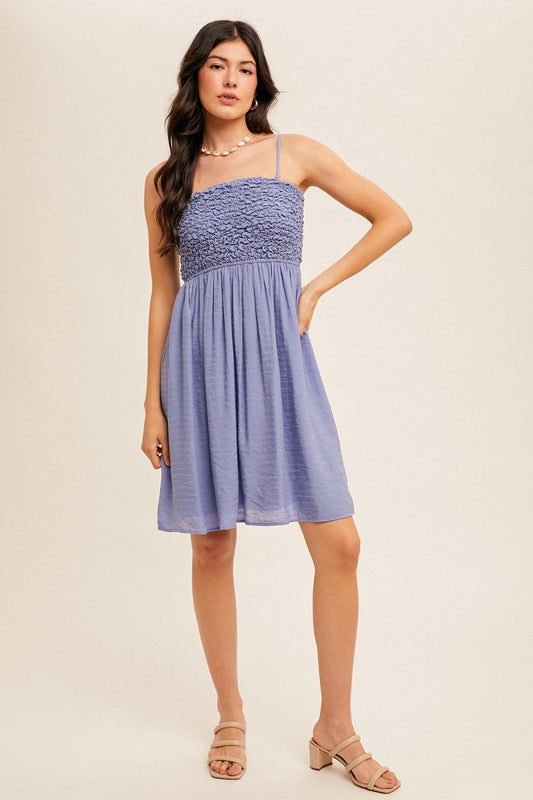 Periwinkle Textured Smocked Dress