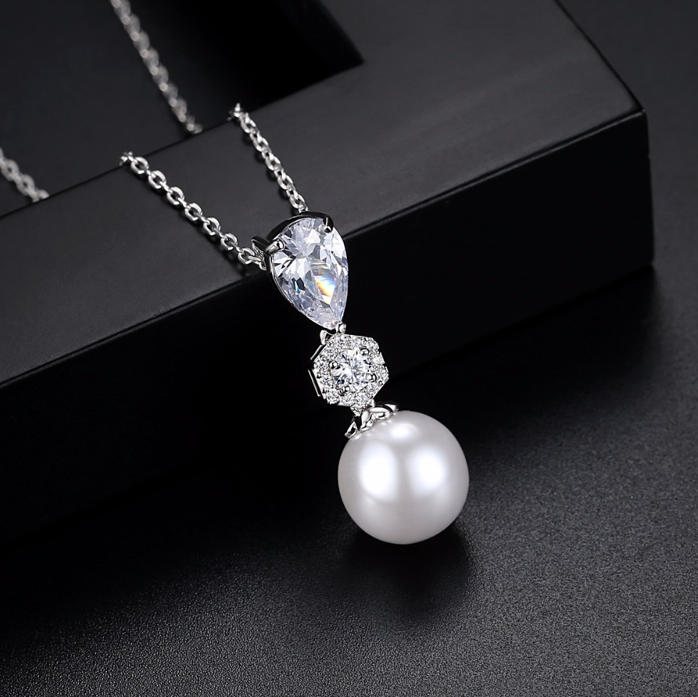 Marissa - Pearl and Cubic Zirconia Bridal Jewelry Set
