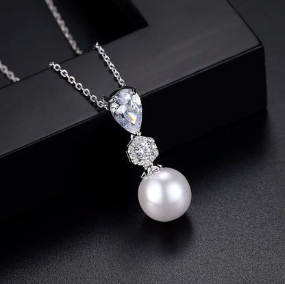 Marissa - Pearl and Cubic Zirconia Bridal Jewelry Set