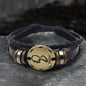 12 Zodiac Brass Leather Bracelet