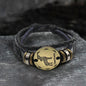 12 Zodiac Brass Leather Bracelet
