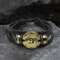 12 Zodiac Brass Leather Bracelet