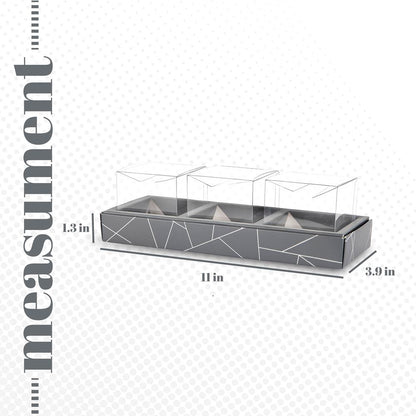 Square Shaped Clear Boxes With Rectangle Tray Gray 11" X 3.9" X 1.3"