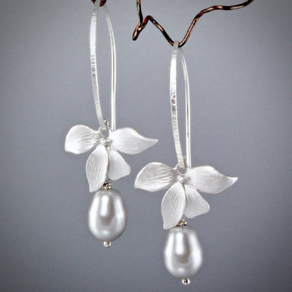 "Wild Orchid" - Pearl Bridal Earrings