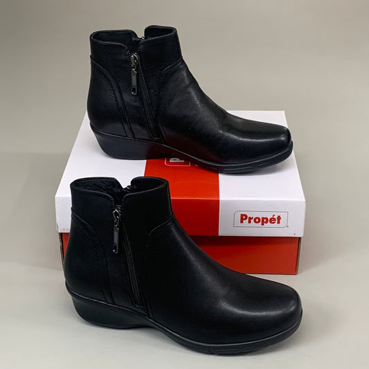 PROPET Waverly Leather Walking Ankle Boot M(B) Women's SZ 9 Black WFX085LBLKM-09