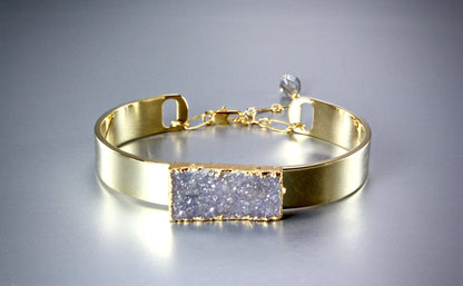 "Bianca" - Angel Aura Drusy Gold Bridal Bracelet