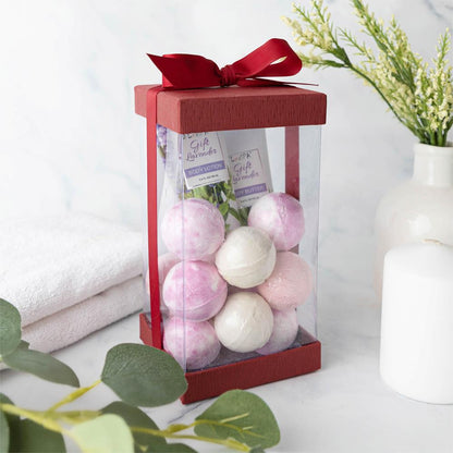 Plastic Gift Boxes Maroon 8X4X4" 6 Pack Bakery Boxes With Base Lid & Ribbon
