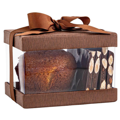 Plastic Gift Boxes Brown 5X4X3.5" 6 Pack Bakery Boxes With Base Lid & Ribbon