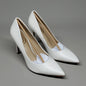 SAM EDELMAN Hazel High Heel Leather Shoes Women's Sz 7 Bright White E5638LC102 (New)