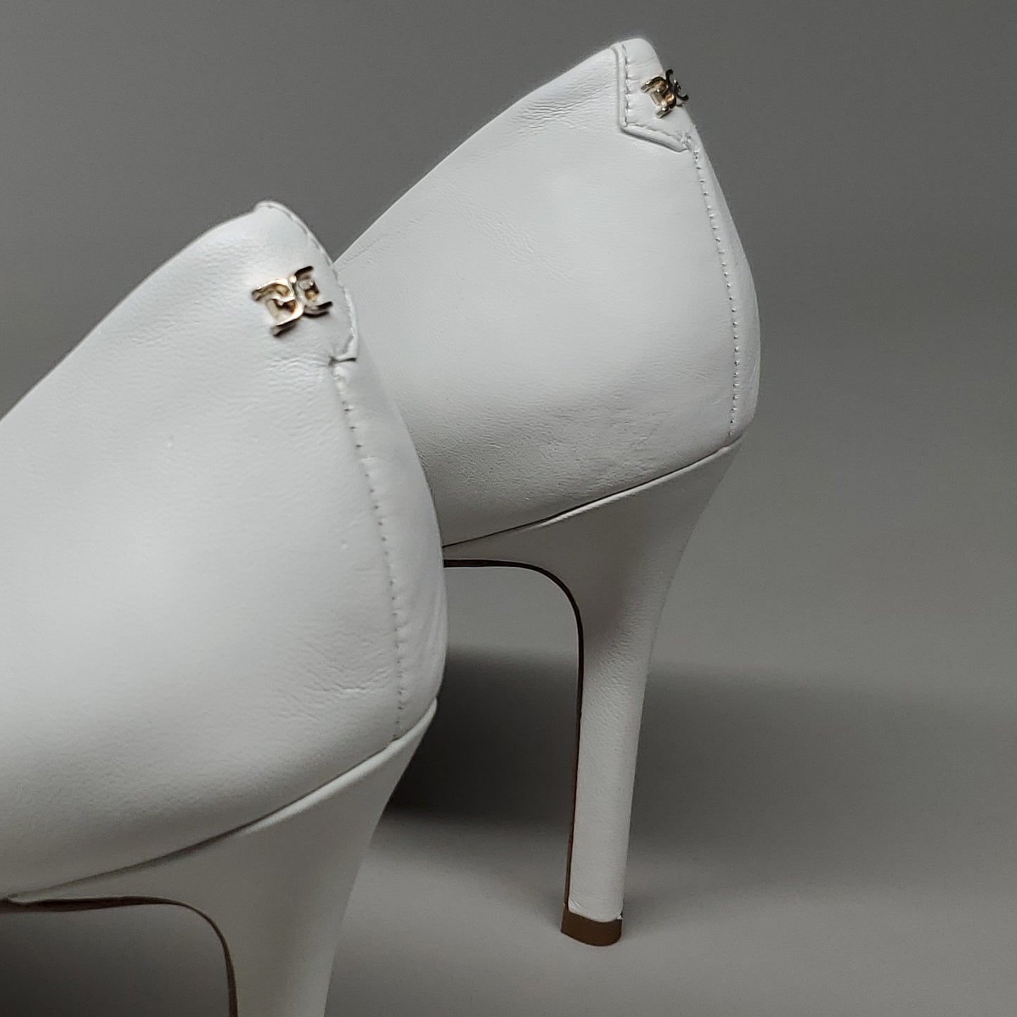 SAM EDELMAN Hazel High Heel Leather Shoes Women's Sz 7 Bright White E5638LC102 (New)