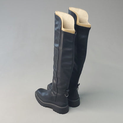 SAM EDELMAN Lerue Nappa Tall Leather Riding Boots Women's Sz 9.5 M Black H8522L1001 (New)