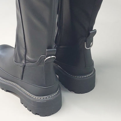 SAM EDELMAN Lerue Nappa Tall Leather Riding Boots Women's Sz 6.5 M Black H8522L1001 (New)