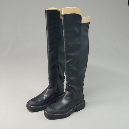 SAM EDELMAN Lerue Nappa Tall Leather Riding Boots Women's Sz 7.5 M Black H8522L1001 (New)