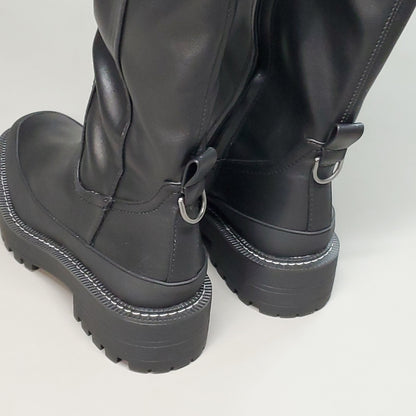 SAM EDELMAN Lerue Nappa Tall Leather Riding Boots Women's Sz 7.5 M Black H8522L1001 (New)