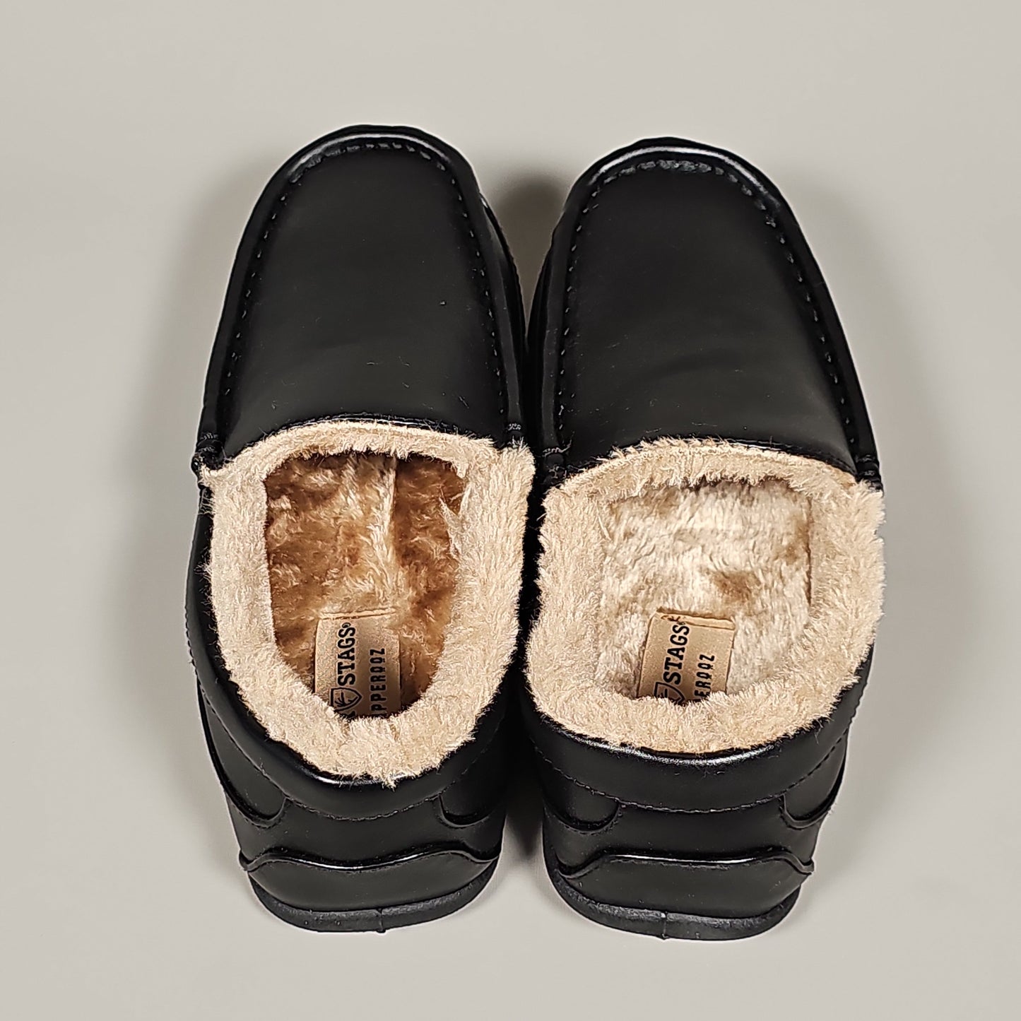 DEER STAGS Spun Unisex Faux Leather Slipper in Black Sz 10 Mens 12 Womens (New)