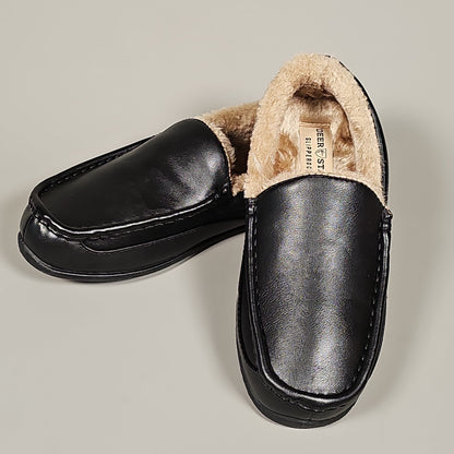 DEER STAGS Spun Unisex Faux Leather Slipper in Black Sz 10 Mens 12 Womens (New)