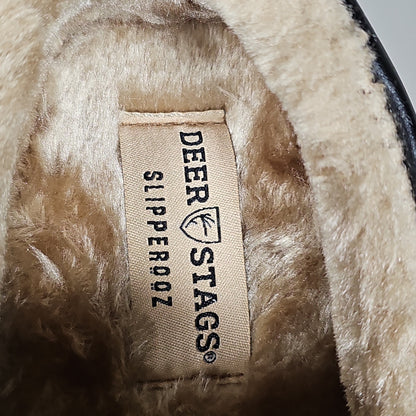 DEER STAGS Spun Unisex Faux Leather Slipper in Black Sz 10 Mens 12 Womens (New)