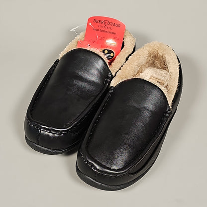 DEER STAGS Spun Unisex Faux Leather Slipper in Black Sz 10 Mens 12 Womens (New)