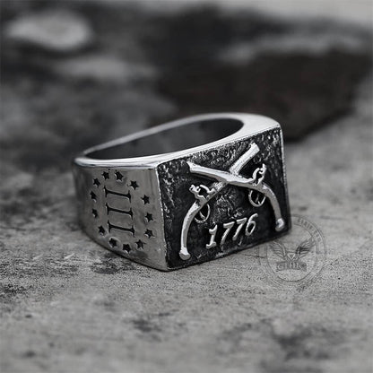 1776 Crossed Guns Stainless Steel Ring