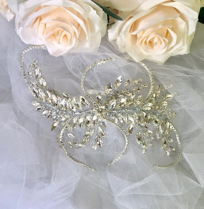 "Dacia" - 1920s Style Silver Bridal Hair Accessory
