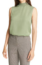 Women's Theory Rib Neck Silk Shell, Size Large - Green