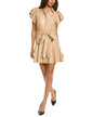 Alice + Olivia Women's Almond Faux Leather Mini Shirtdress Size 10