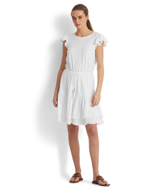 Lauren Ralph Lauren Women's Eyelet Jersey Dress White Size 12