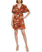 Calvin Klein Women's Chiffon Capelet Dress Brown Size 14