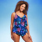 Floral Print Aqua Green Tiered Tankini Top for Women - UPF 50 - Size L