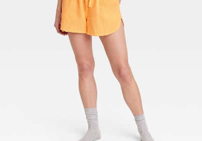 Orange Cotton Gauze Shorts for Women Stars Above XXL