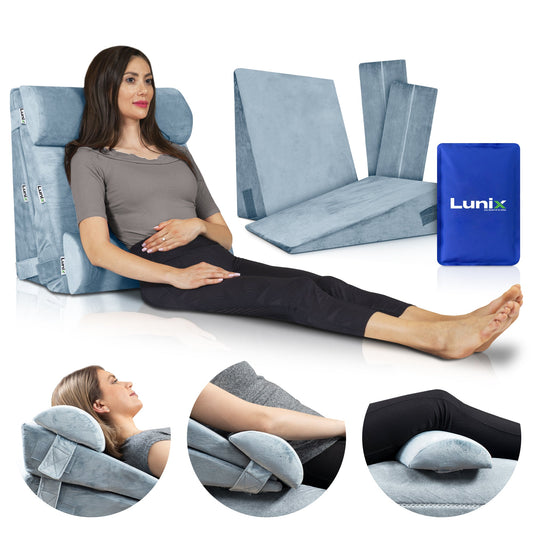 LX8 2 LAYERS ORTHOPEDIC WEDGE PILLOW SET, WITH HOT COLD PACK GRAY