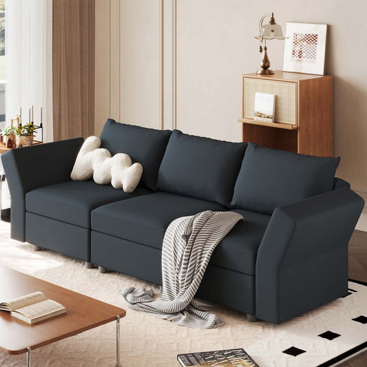 Ainfox 3 Seats Modular Sectional Green Sofa Couch With Storage Gray