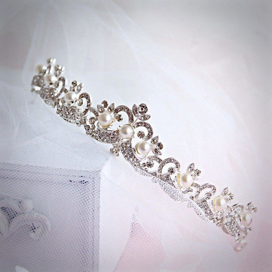 Jolene - Wedding Pearl and Rhinestone Tiara